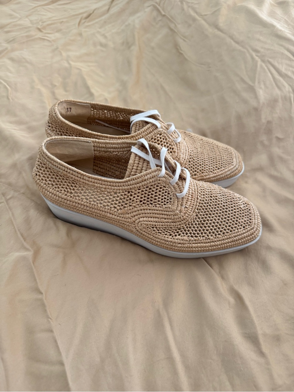 Robert Clergerie Beige Woven Lace-Up Boots